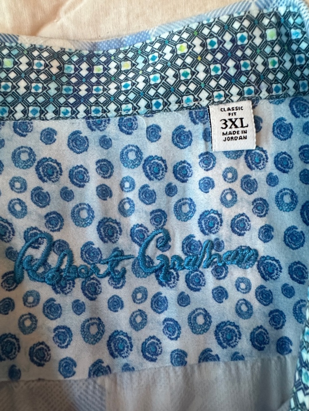 Robert Graham Light Blue Geometric Short Sleeve Button-Down Shirt - Picture 3 of 3